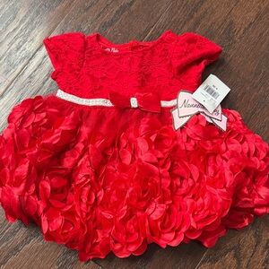 Nanette Baby Bright Red Lace Baby Dress